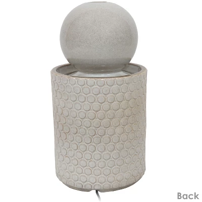 Sunnydaze Decor Sunnydaze Modern Orb On Circle-Pattern Base Ceramic Outdoor Fountain With LED Lights, Gray 4 Sunnydaze Decor Sunnydaze Modern Orb On Circle-Pattern Base Ceramic Outdoor Fountain With LED Lights, Gray - Image 4