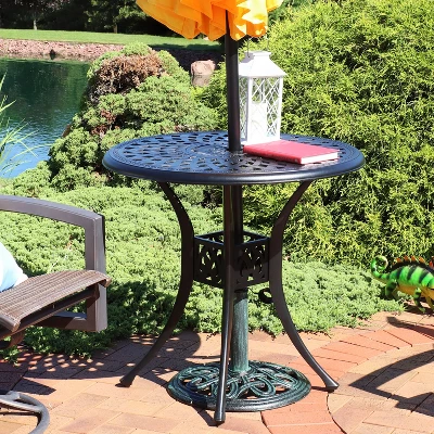 Sunnydaze Decor Sunnydaze 30.75" Round Sigonella Cast Aluminum Outdoor Patio Table, Black 6 Sunnydaze Decor Sunnydaze 30.75" Round Sigonella Cast Aluminum Outdoor Patio Table, Black - Image 6