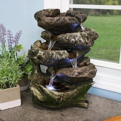 Sunnydaze Decor Sunnydaze Indoor Decorative Calming 5-Step Rock Falls Waterfall Tabletop Water Fountain With LED Lights - 14" 1 Sunnydaze Decor Sunnydaze Indoor Decorative Calming 5-Step Rock Falls Waterfall Tabletop Water Fountain With LED Lights - 14"