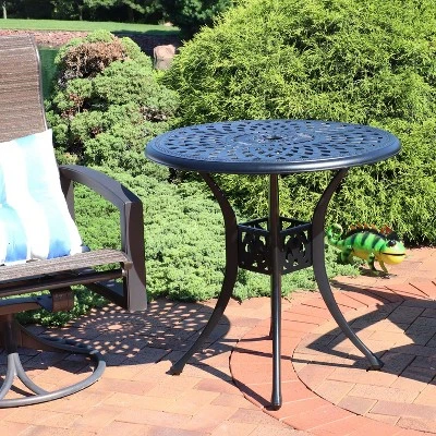Sunnydaze Decor Sunnydaze 30.75" Round Sigonella Cast Aluminum Outdoor Patio Table, Black 1 Sunnydaze Decor Sunnydaze 30.75" Round Sigonella Cast Aluminum Outdoor Patio Table, Black