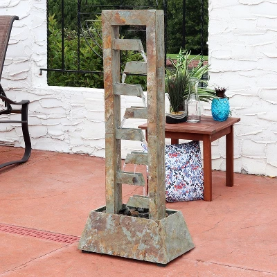Sunnydaze Decor Sunnydaze 49"H Electric Natural Stacked Slate Column Outdoor Water Fountain 1 Sunnydaze Decor Sunnydaze 49"H Electric Natural Stacked Slate Column Outdoor Water Fountain