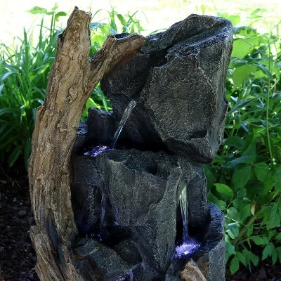 Sunnydaze Decor Sunnydaze 35"H Electric Polyresin Cascading Mountainside Outdoor Water Fountain With LED Lights 5 Sunnydaze Decor Sunnydaze 35"H Electric Polyresin Cascading Mountainside Outdoor Water Fountain With LED Lights - Image 5