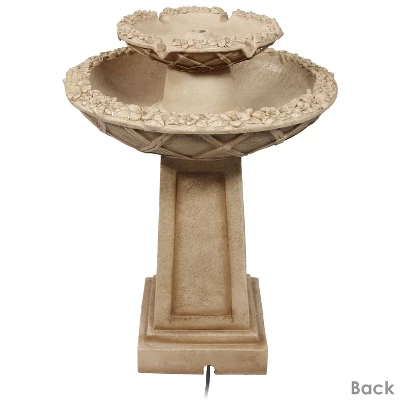 Sunnydaze Decor Sunnydaze 28"H Electric Polyresin 2-Tier Beveled Flower Outdoor Bird Bath Water Fountain 5 Sunnydaze Decor Sunnydaze 28"H Electric Polyresin 2-Tier Beveled Flower Outdoor Bird Bath Water Fountain - Image 5