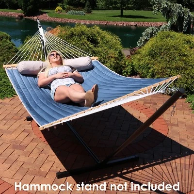Sunnydaze Decor Sunnydaze Heavy-Duty 2-Person Quilted Designs Fabric Hammock With Spreader Bars And Detachable Pillow - 440 Lb Weight Capacity 5 Sunnydaze Decor Sunnydaze Heavy-Duty 2-Person Quilted Designs Fabric Hammock With Spreader Bars And Detachable Pillow - 440 Lb Weight Capacity - Image 5