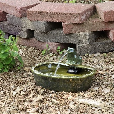 Sunnydaze Decor Sunnydaze Outdoor Solar Powered Ceramic Spitting Frog Water Fountain With Submersible Pump - 7" - Green 1 Sunnydaze Decor Sunnydaze Outdoor Solar Powered Ceramic Spitting Frog Water Fountain With Submersible Pump - 7" - Green