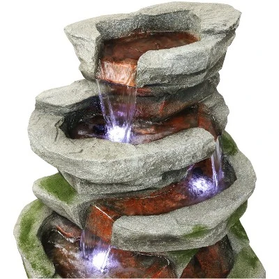 Sunnydaze Decor Sunnydaze 31"H Electric Polyresin And Fiberglass Lighted Cobblestone Waterfall Outdoor Water Fountain With LED Lights 3 Sunnydaze Decor Sunnydaze 31"H Electric Polyresin And Fiberglass Lighted Cobblestone Waterfall Outdoor Water Fountain With LED Lights - Image 3