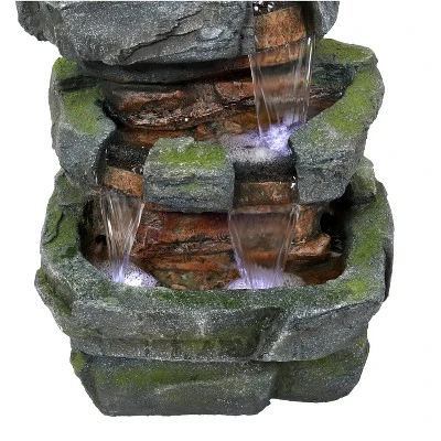 Sunnydaze Decor Sunnydaze 24"H Electric Polyresin And Fiberglass Tiered Stone Waterfall Outdoor Water Fountain With LED Lights 4 Sunnydaze Decor Sunnydaze 24"H Electric Polyresin And Fiberglass Tiered Stone Waterfall Outdoor Water Fountain With LED Lights - Image 4