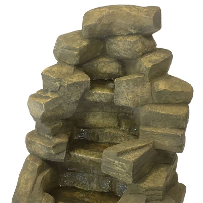 Sunnydaze Decor Sunnydaze 37"H Electric Fiberglass Stone Falls Waterfall Outdoor Water Fountain 4 Sunnydaze Decor Sunnydaze 37"H Electric Fiberglass Stone Falls Waterfall Outdoor Water Fountain - Image 4