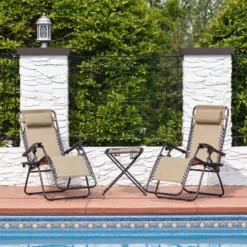 Sunnydaze Decor Sunnydaze Outdoor Fade-Resistant Zero Gravity Chairs With Patio Table, Cup Holders, And Pillows - 2-Pack -Sunnydaze Decor GUEST ab10fe92 f441 41d8 b4df 645bbf14f43d