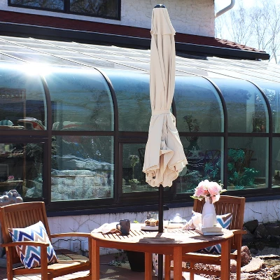 Sunnydaze Decor Sunnydaze Outdoor Aluminum Patio Table Umbrella With Polyester Canopy And Push Button Tilt And Crank - 9' 2 Sunnydaze Decor Sunnydaze Outdoor Aluminum Patio Table Umbrella With Polyester Canopy And Push Button Tilt And Crank - 9' - Image 2