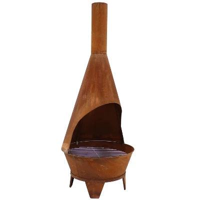Sunnydaze Decor Sunnydaze Outdoor Backyard Patio Mexican Style Oxidized Steel Wood-Burning Fire Pit Chiminea - 6' - Rust 4 Sunnydaze Decor Sunnydaze Outdoor Backyard Patio Mexican Style Oxidized Steel Wood-Burning Fire Pit Chiminea - 6' - Rust - Image 4