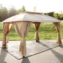 Sunnydaze Decor Sunnydaze Soft Top Rectangle Patio Gazebo With Screens And Privacy Walls For Backyard, Garden Or Deck - 10' X 13'