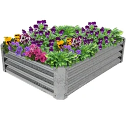 Sunnydaze Decor Sunnydaze Outdoor Lawn And Garden Galvanized Steel Rectangle Raised Vegetable Garden Or Flower Bed Planter Kit - 22" - Silver -Sunnydaze Decor GUEST adbebfac 61e5 4faf b592 9986e3d729b8