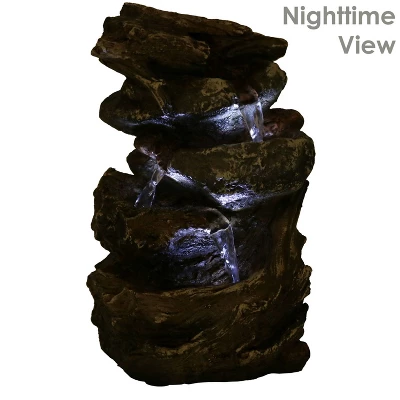 Sunnydaze Decor Sunnydaze Indoor Home Decorative Tiered Rock And Log Waterfall Tabletop Water Fountain With LED Lights - 10" 2 Sunnydaze Decor Sunnydaze Indoor Home Decorative Tiered Rock And Log Waterfall Tabletop Water Fountain With LED Lights - 10" - Image 2
