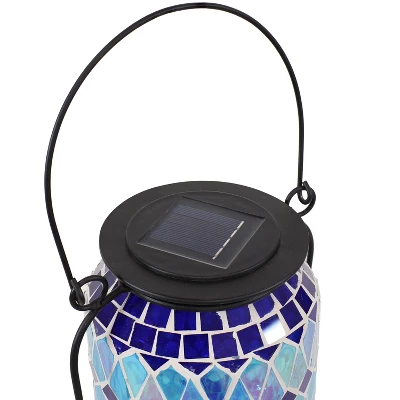 Sunnydaze Decor Sunnydaze Solar LED Outdoor Cool Blue Mosaic Lantern - 8.5" 3 Sunnydaze Decor Sunnydaze Solar LED Outdoor Cool Blue Mosaic Lantern - 8.5" - Image 3