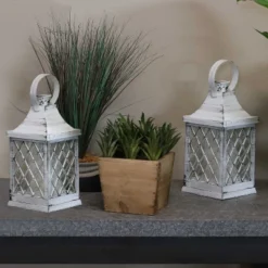 Sunnydaze Decor Sunnydaze 10" Ligonier White Traditional Style Plastic And Glass Battery Operated Indoor LED Candle Lantern 4pk -Sunnydaze Decor GUEST af6f4bc0 a6c6 4683 897e 179ca9f40622