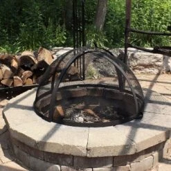 Sunnydaze Decor Sunnydaze Outdoor Heavy-Duty Steel Mesh Round Easy-Opening Camp Fire Pit Spark Screen Lid With Hinged Door - Black -Sunnydaze Decor GUEST afcaebad 9496 4120 8887 1c5cb9a8957c