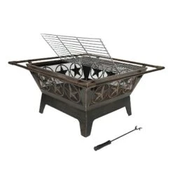 Sunnydaze Decor Sunnydaze Outdoor Camping Or Backyard Steel Northern Galaxy Fire Pit With Cooking Grill Grate, Spark Screen, And Log Poker - 32" -Sunnydaze Decor GUEST b0bb7162 8615 4f72 9485 5d05c612dbfd