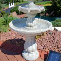 Sunnydaze Decor Sunnydaze Outdoor 2-Tier Solar Powered Water Fountain With Battery Backup And Submersible Pump - 35" -Sunnydaze Decor GUEST b15c6640 3af0 4b59 8a1b 713dd200b6cf