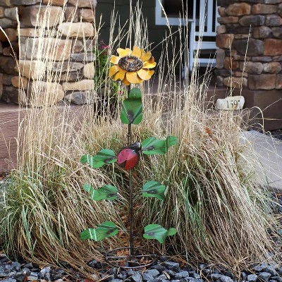 Sunnydaze Decor Sunnydaze Outdoor Metal Art Standing Sunflower With Ladybug Garden Decor- 34.25" 1 Sunnydaze Decor Sunnydaze Outdoor Metal Art Standing Sunflower With Ladybug Garden Decor- 34.25"