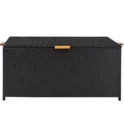 Sunnydaze Decor Sunnydaze 75 Gallon Indoor/Outdoor Acacia Wood And Resin Wicker Storage Deck Box With Hinged Lid -Sunnydaze Decor GUEST b3018c3c 50da 4936 8aa3 74176ccc0e20