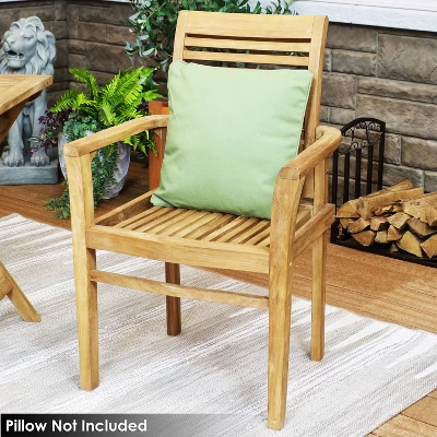 Sunnydaze Decor Sunnydaze Outdoor Solid Teak Wood With Light Stained Finish Slatted Patio Lawn Arm Chair - Light Brown 8 Sunnydaze Decor Sunnydaze Outdoor Solid Teak Wood With Light Stained Finish Slatted Patio Lawn Arm Chair - Light Brown - Image 8