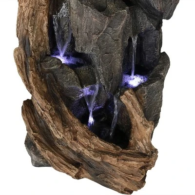 Sunnydaze Decor Sunnydaze 35"H Electric Polyresin Cascading Mountainside Outdoor Water Fountain With LED Lights 4 Sunnydaze Decor Sunnydaze 35"H Electric Polyresin Cascading Mountainside Outdoor Water Fountain With LED Lights - Image 4