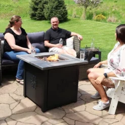 Sunnydaze Decor Sunnydaze Outdoor Smokeless Patio Propane Gas Fire Pit Table With Lava Rocks - 30" Square -Sunnydaze Decor GUEST b55b4a85 ed16 448f 92eb 54ca14b0574a