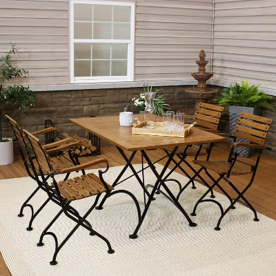 Sunnydaze Decor Sunnydaze Chestnut 5-Piece Folding Table And Chairs Set - Modern Wooden Indoor/Outdoor Dining Set - Perfect For The Patio, Lawn And Balcony 1 Sunnydaze Decor Sunnydaze Chestnut 5-Piece Folding Table And Chairs Set - Modern Wooden Indoor/Outdoor Dining Set - Perfect For The Patio, Lawn And Balcony