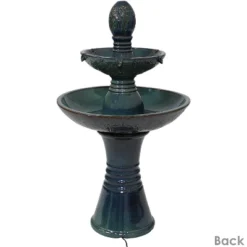 Sunnydaze Decor Sunnydaze 38"H Electric Ceramic 2-Tier Outdoor Water Feature With LED Lights, Green 15 Sunnydaze Decor Sunnydaze 38"H Electric Ceramic 2-Tier Outdoor Water Feature With LED Lights, Green -Sunnydaze Decor GUEST b742baaa c47a 49d7 9c0a 036ea163240d
