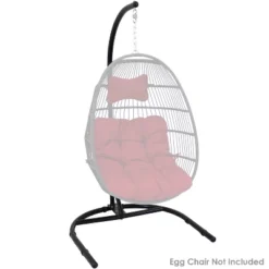 Sunnydaze Decor Sunnydaze Indoor/Outdoor Durable Powder-Coated Steel U-Shaped Hanging Egg Chair Swing Stand - 76" - Black -Sunnydaze Decor GUEST b7587cd0 518e 4bbb 9de3 f08289e6b186