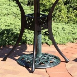 Sunnydaze Decor Sunnydaze Outdoor Heavy-Duty Cast Iron Decorative Design Patio Yard Round Umbrella Base Stand - 17" - Green