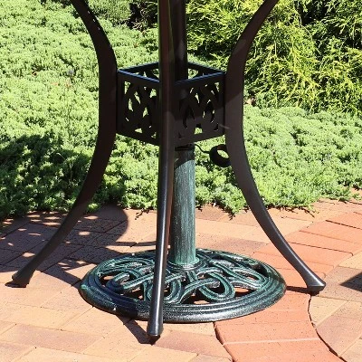 Sunnydaze Decor Sunnydaze Outdoor Heavy-Duty Cast Iron Decorative Design Patio Yard Round Umbrella Base Stand - 17" - Green 1 Sunnydaze Decor Sunnydaze Outdoor Heavy-Duty Cast Iron Decorative Design Patio Yard Round Umbrella Base Stand - 17" - Green