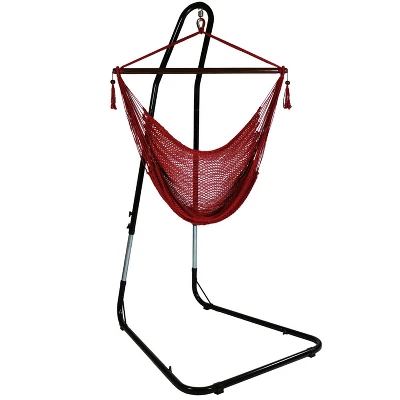 Sunnydaze Decor Sunnydaze Caribbean Style Extra Large Hanging Rope Hammock Chair Swing With Stand - 300 Lb Weight Capacity 16 Sunnydaze Decor Sunnydaze Caribbean Style Extra Large Hanging Rope Hammock Chair Swing With Stand - 300 Lb Weight Capacity - Image 16