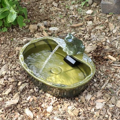 Sunnydaze Decor Sunnydaze Outdoor Solar Powered Ceramic Spitting Frog Water Fountain With Submersible Pump - 7" - Green 4 Sunnydaze Decor Sunnydaze Outdoor Solar Powered Ceramic Spitting Frog Water Fountain With Submersible Pump - 7" - Green - Image 4