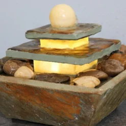 Sunnydaze Decor Sunnydaze Indoor Home Office Slate And Polished Stone Ball Tiered Tabletop Water Fountain With LED Light - 8" 16 Sunnydaze Decor Sunnydaze Indoor Home Office Slate And Polished Stone Ball Tiered Tabletop Water Fountain With LED Light - 8" -Sunnydaze Decor GUEST bc26ac82 9c52 40be ac2a c52c7fb11e5f