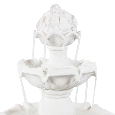 Sunnydaze Decor Sunnydaze 52"H Electric Fiberglass 4-Tier Fruit Top Outdoor Water Fountain, White Finish 2 Sunnydaze Decor Sunnydaze 52"H Electric Fiberglass 4-Tier Fruit Top Outdoor Water Fountain, White Finish - Image 2