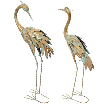 Sunnydaze Decor Sunnydaze Golden Crane Metal Outdoor Elegant Garden Statue - Gold/Blue – 2pc 5 Sunnydaze Decor Sunnydaze Golden Crane Metal Outdoor Elegant Garden Statue - Gold/Blue – 2pc - Image 5