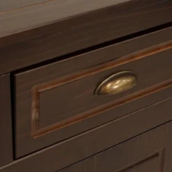 Sunnydaze Decor Sunnydaze Sideboard With 3 Drawers And 3 Doors - Solid Pine Construction - Dark Brown- 32" -Sunnydaze Decor GUEST bd6c1516 eb32 47fc b91a e9722d5a1e0d