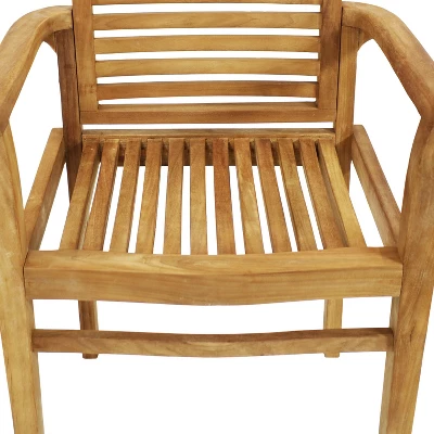 Sunnydaze Decor Sunnydaze Outdoor Solid Teak Wood With Light Stained Finish Slatted Patio Lawn Arm Chair - Light Brown 3 Sunnydaze Decor Sunnydaze Outdoor Solid Teak Wood With Light Stained Finish Slatted Patio Lawn Arm Chair - Light Brown - Image 3
