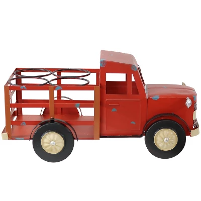 Sunnydaze Decor Sunnydaze Rustic Truck Metal Wine Rack - Red 8 Sunnydaze Decor Sunnydaze Rustic Truck Metal Wine Rack - Red - Image 8