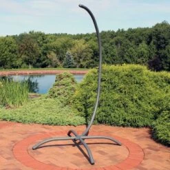 Sunnydaze Decor Sunnydaze Durable Steel Egg Chair Stand With Curved Leg Base, Hardware, And Powder-Coated Finish - 78" H - Gray