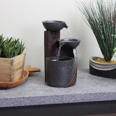 Sunnydaze Decor Sunnydaze Indoor Home Decorative Resin 3-Tier Descending Bowls Tabletop Water Fountain - 9" - Dark Brown 1 Sunnydaze Decor Sunnydaze Indoor Home Decorative Resin 3-Tier Descending Bowls Tabletop Water Fountain - 9" - Dark Brown