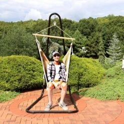 Sunnydaze Decor Sunnydaze Cotton/Nylon Outdoor Mayan Hammock Chair With Adjustable Stand - 330 Lb Weight Capacity - Natural 16 Sunnydaze Decor Sunnydaze Cotton/Nylon Outdoor Mayan Hammock Chair With Adjustable Stand - 330 Lb Weight Capacity - Natural -Sunnydaze Decor GUEST c34ae2c0 6a6c 4af2 a6c0 cf7802e97afc