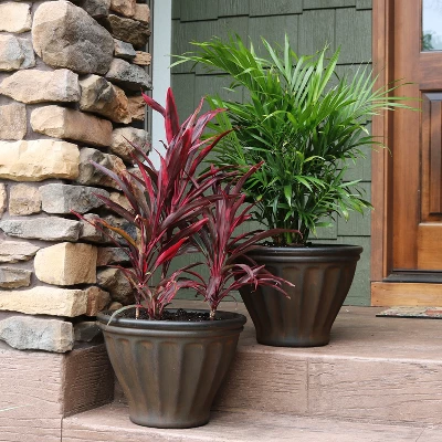Sunnydaze Decor Sunnydaze Indoor/Outdoor Patio, Garden, Or Porch Weather-Resistant Double-Walled Charlotte Flower Pot Planter - 16" - Rust Finish 1 Sunnydaze Decor Sunnydaze Indoor/Outdoor Patio, Garden, Or Porch Weather-Resistant Double-Walled Charlotte Flower Pot Planter - 16" - Rust Finish