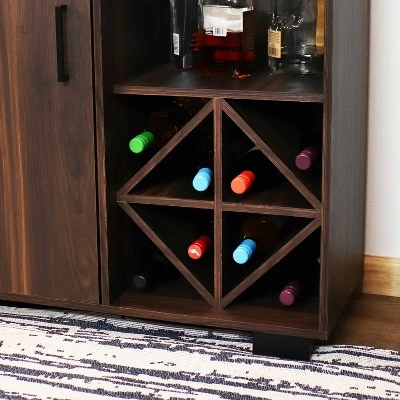 Sunnydaze Decor Sunnydaze Indoor Lavina Wine Cabinet With Glass And Bottle Storage Shelves - Coffee Brown 12 Sunnydaze Decor Sunnydaze Indoor Lavina Wine Cabinet With Glass And Bottle Storage Shelves - Coffee Brown - Image 12