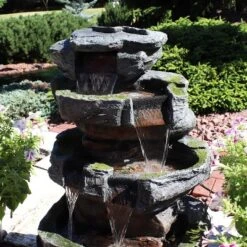 Sunnydaze Decor Sunnydaze 31"H Electric Polyresin And Fiberglass Large Rock Quarry Waterfall Outdoor Water Fountain With LED Lights -Sunnydaze Decor GUEST c79ed40a bb42 464f a2d8 9ec65c9bed78