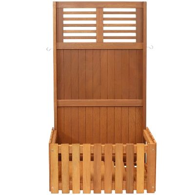 Sunnydaze Decor Sunnydaze Outdoor Garden Meranti Wood With Teak Oil Finish Planter Box With Privacy Screen And 2 Hooks For Hanging Basket Planters - 44" H - Brown 7 Sunnydaze Decor Sunnydaze Outdoor Garden Meranti Wood With Teak Oil Finish Planter Box With Privacy Screen And 2 Hooks For Hanging Basket Planters - 44" H - Brown - Image 7