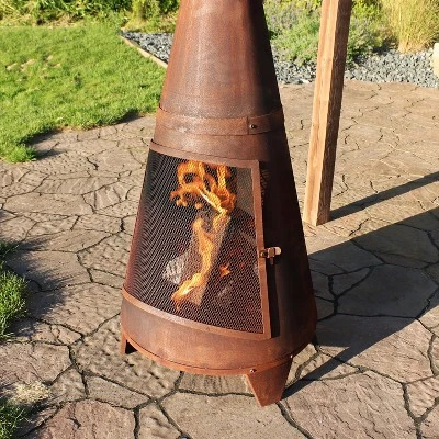 Sunnydaze Decor Sunnydaze Outdoor Backyard Large Freestanding Oxidized Steel Wood-Burning Fire Pit Chiminea - 70" - Rust Finish 10 Sunnydaze Decor Sunnydaze Outdoor Backyard Large Freestanding Oxidized Steel Wood-Burning Fire Pit Chiminea - 70" - Rust Finish - Image 10