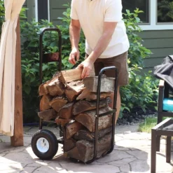 Sunnydaze Decor Sunnydaze Outdoor Firewood Log Rack Cart Carrier With Heavy-Duty Weather-Resistant Polyester Cover - Black -Sunnydaze Decor GUEST c9b0c975 ba35 4f02 9c42 2943259e03eb